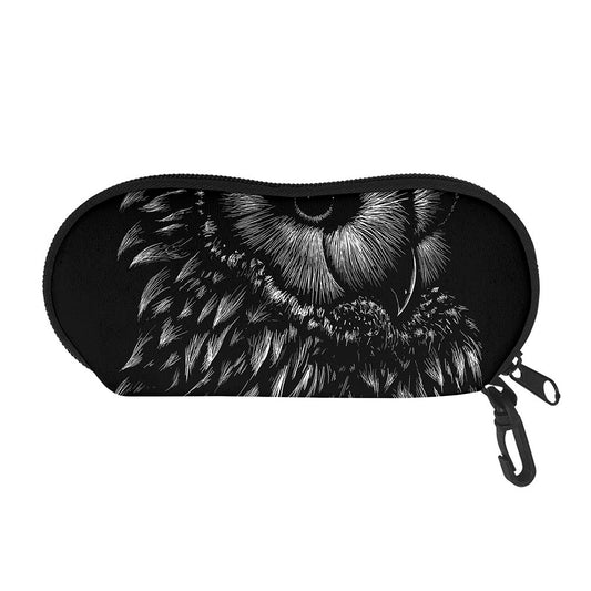 Black And White Owl Print Glasses Case
