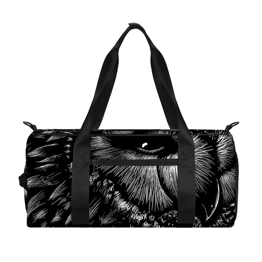 Black And White Owl Print Gym Bag