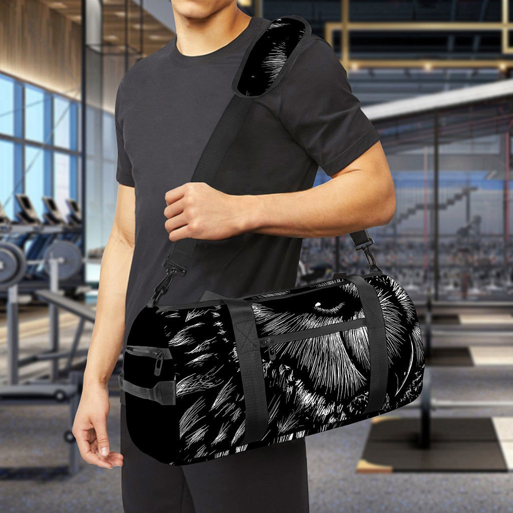 Black And White Owl Print Gym Bag