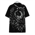 Black And White Owl Print Hawaiian Shirt