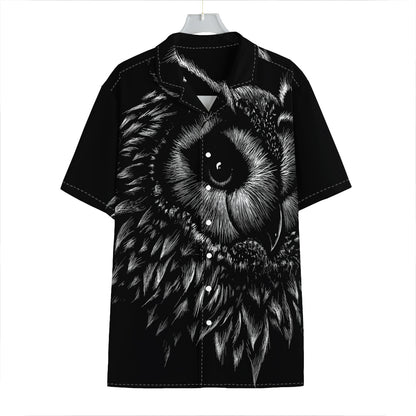 Black And White Owl Print Hawaiian Shirt