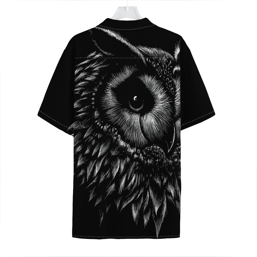 Black And White Owl Print Hawaiian Shirt