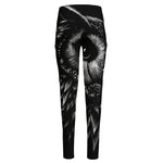 Black And White Owl Print High-Waisted Pocket Leggings