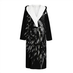 Black And White Owl Print Hooded Bathrobe