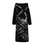 Black And White Owl Print Hooded Bathrobe