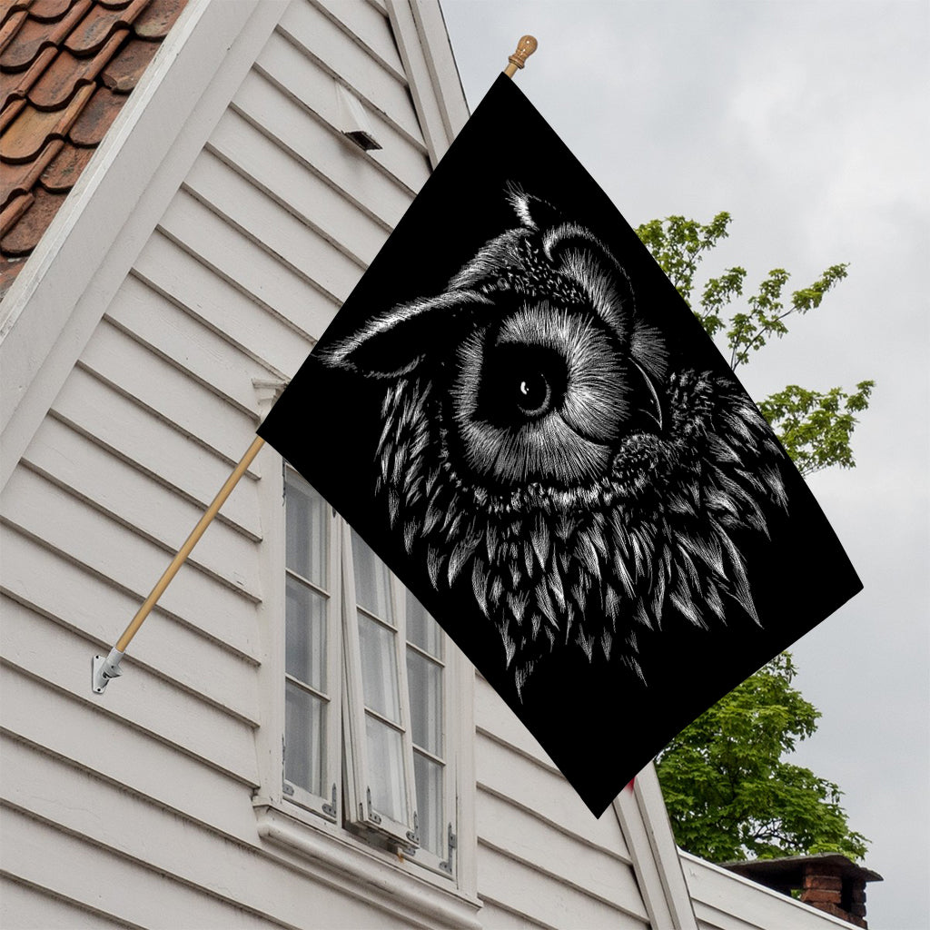 Black And White Owl Print House Flag