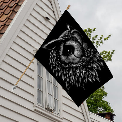 Black And White Owl Print House Flag