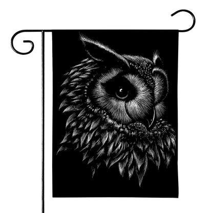 Black And White Owl Print House Flag