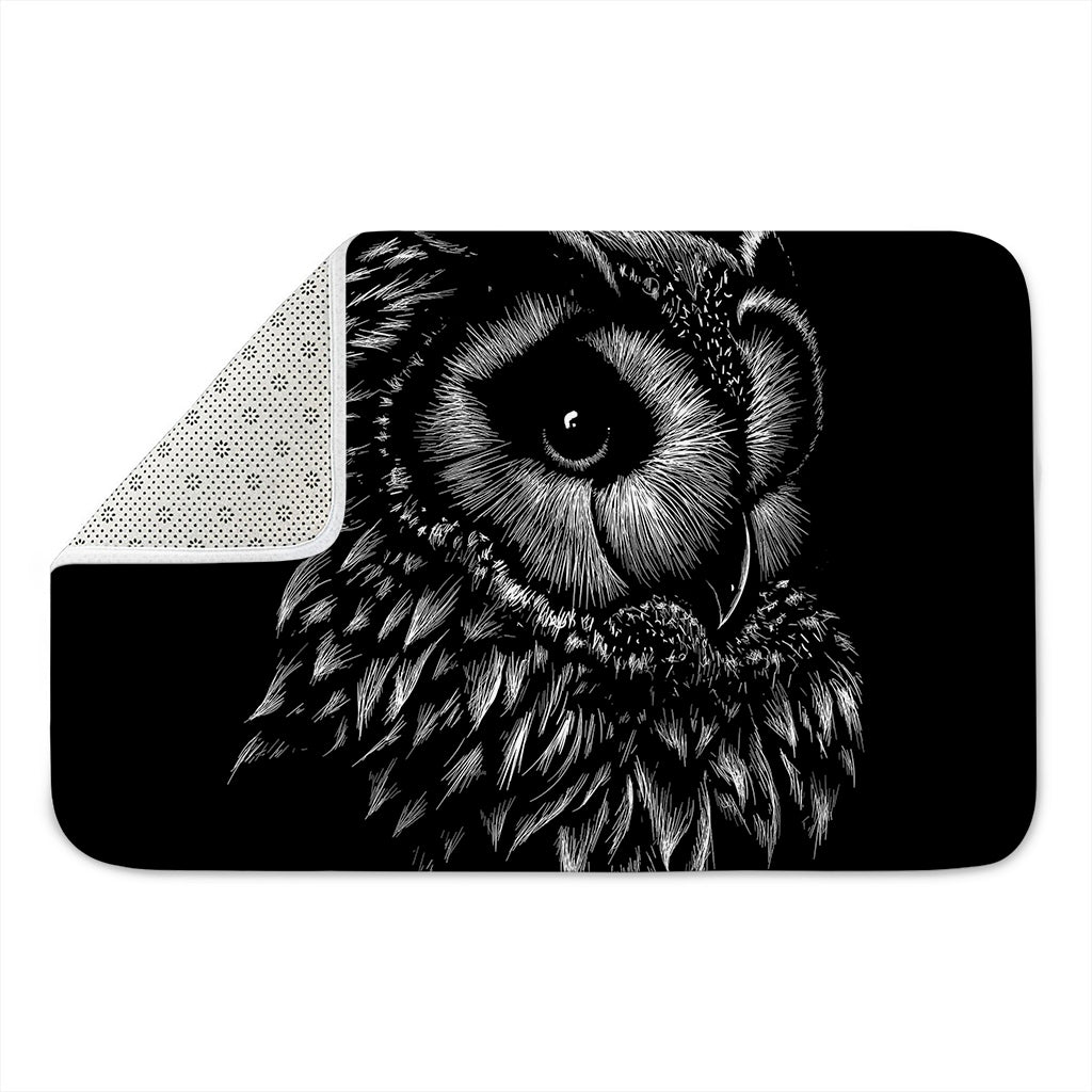 Black And White Owl Print Indoor Door Mat