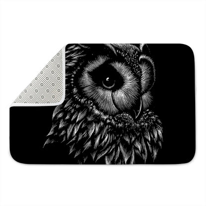 Black And White Owl Print Indoor Door Mat