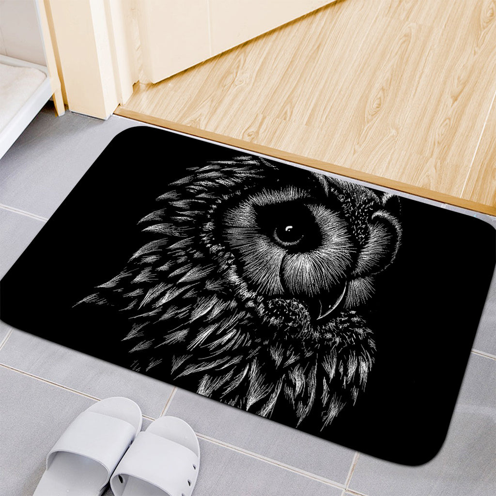 Black And White Owl Print Indoor Door Mat