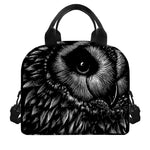 Black And White Owl Print Insulated Lunch Bag