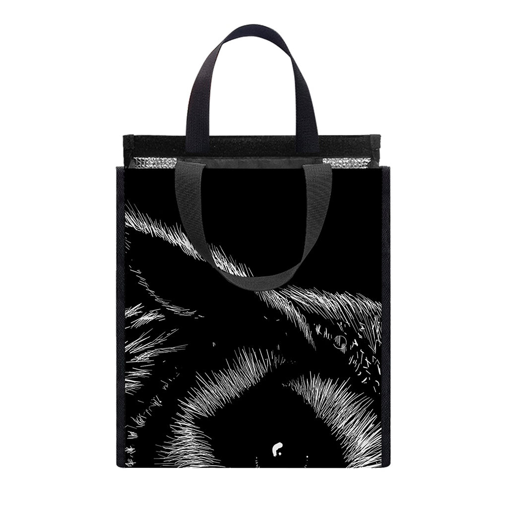 Black And White Owl Print Insulated Lunch Tote