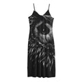 Black And White Owl Print Jersey Midi Cami Dress