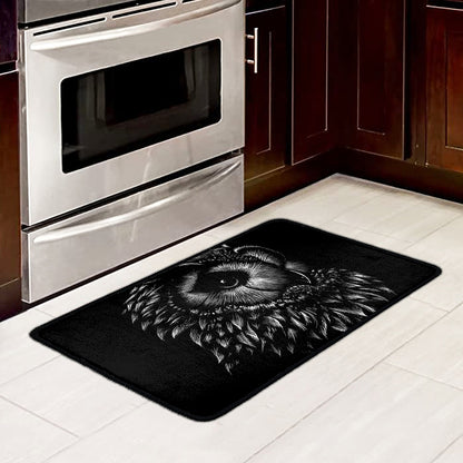 Black And White Owl Print Kitchen Mat