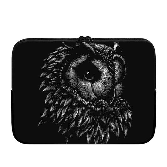 Black And White Owl Print Laptop Sleeve