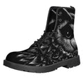 Black And White Owl Print Lace-Up Boots