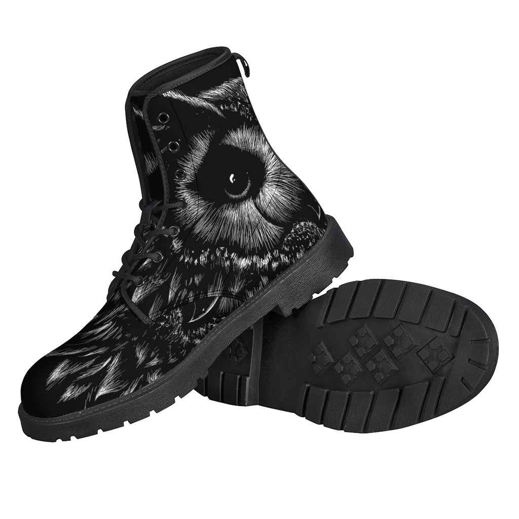 Black And White Owl Print Backpack