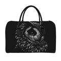 Black And White Owl Print Leather Duffel Bag
