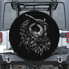 Black And White Owl Print Leather Spare Tire Cover