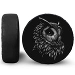 Black And White Owl Print Leather Spare Tire Cover