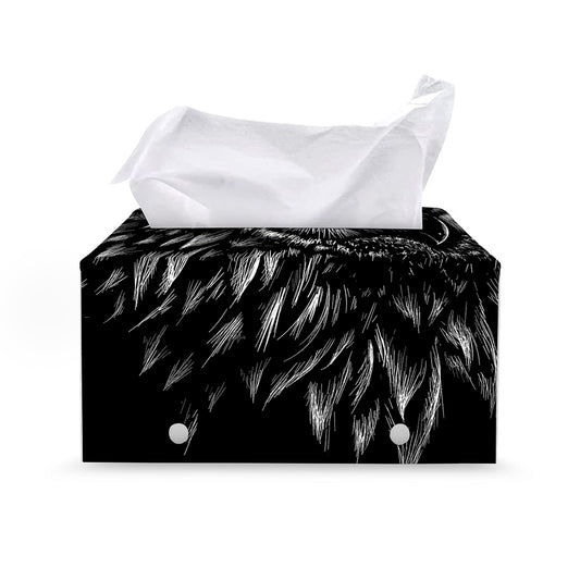 Black And White Owl Print Leather Tissue Box Cover