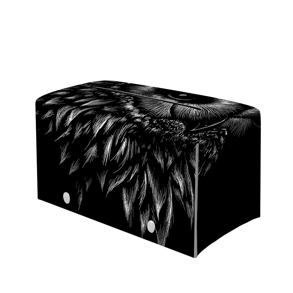 Black And White Owl Print Leather Tissue Box Cover