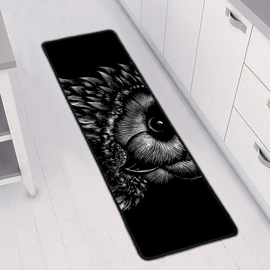 Black And White Owl Print Long Kitchen Mat
