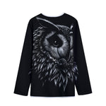 Black And White Owl Print Long Sleeve Short Coat