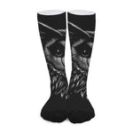 Black And White Owl Print Long Socks