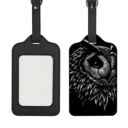 Black And White Owl Print Luggage Tag