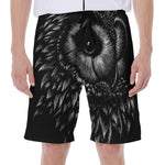Black And White Owl Print Men's Beach Shorts