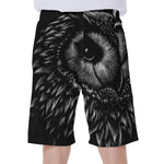 Black And White Owl Print Men's Beach Shorts