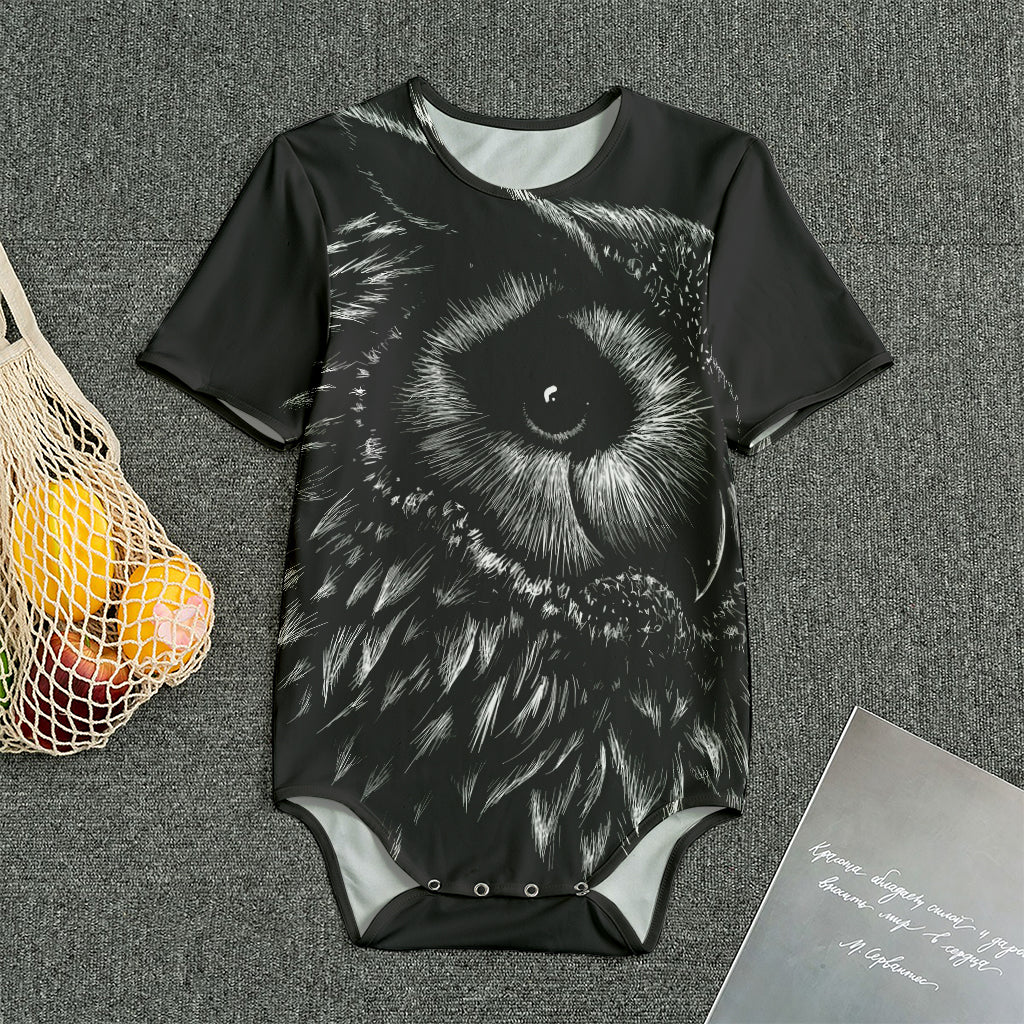 Black And White Owl Print Men's Bodysuit