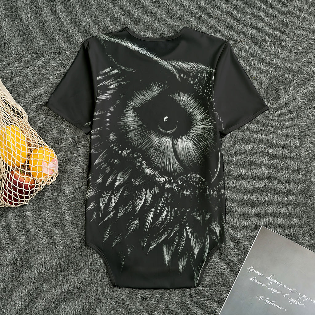 Black And White Owl Print Men's Bodysuit