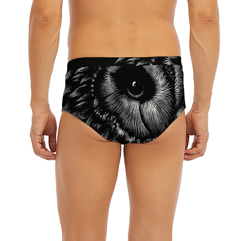 Black And White Owl Print Men's Briefs