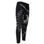 Black And White Owl Print Men's Compression Pants