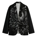 Black And White Owl Print Men's Cotton Blazer