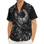 Black And White Owl Print Men's Deep V-Neck Shirt