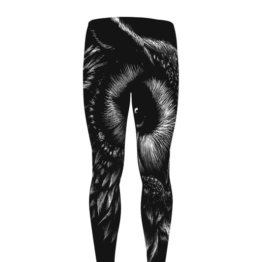 Black And White Owl Print Men's leggings