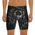 Black And White Owl Print Men's Long Boxer Briefs