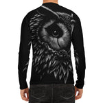 Black And White Owl Print Men's Long Sleeve Rash Guard