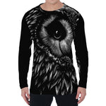 Black And White Owl Print Men's Long Sleeve T-Shirt
