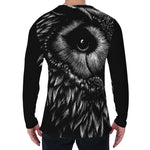 Black And White Owl Print Men's Long Sleeve T-Shirt