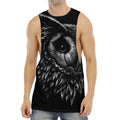 Black And White Owl Print Men's Muscle Tank Top