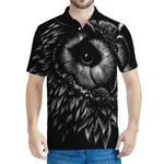 Black And White Owl Print Men's Polo Shirt