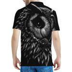 Black And White Owl Print Men's Polo Shirt