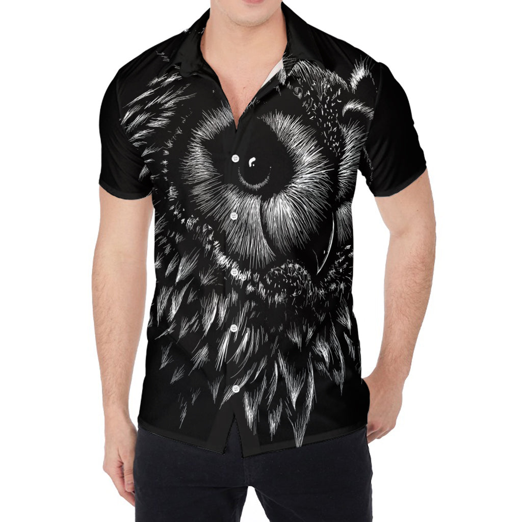 Black And White Owl Print Men's Shirt