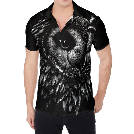 Black And White Owl Print Men's Shirt