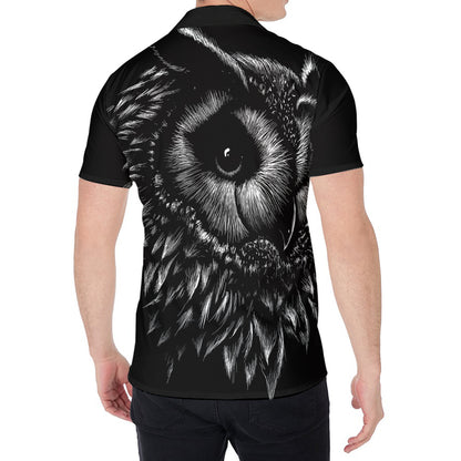 Black And White Owl Print Men's Shirt